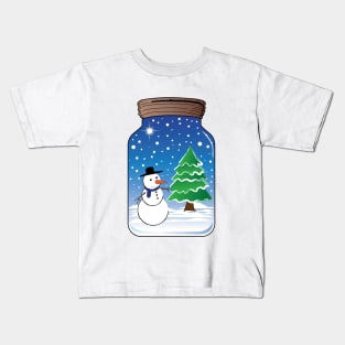 Snowman in a glass jar Kids T-Shirt